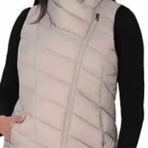 Nicole Miller Original Vest Quilted Lightweight Size Large Cream Beige 